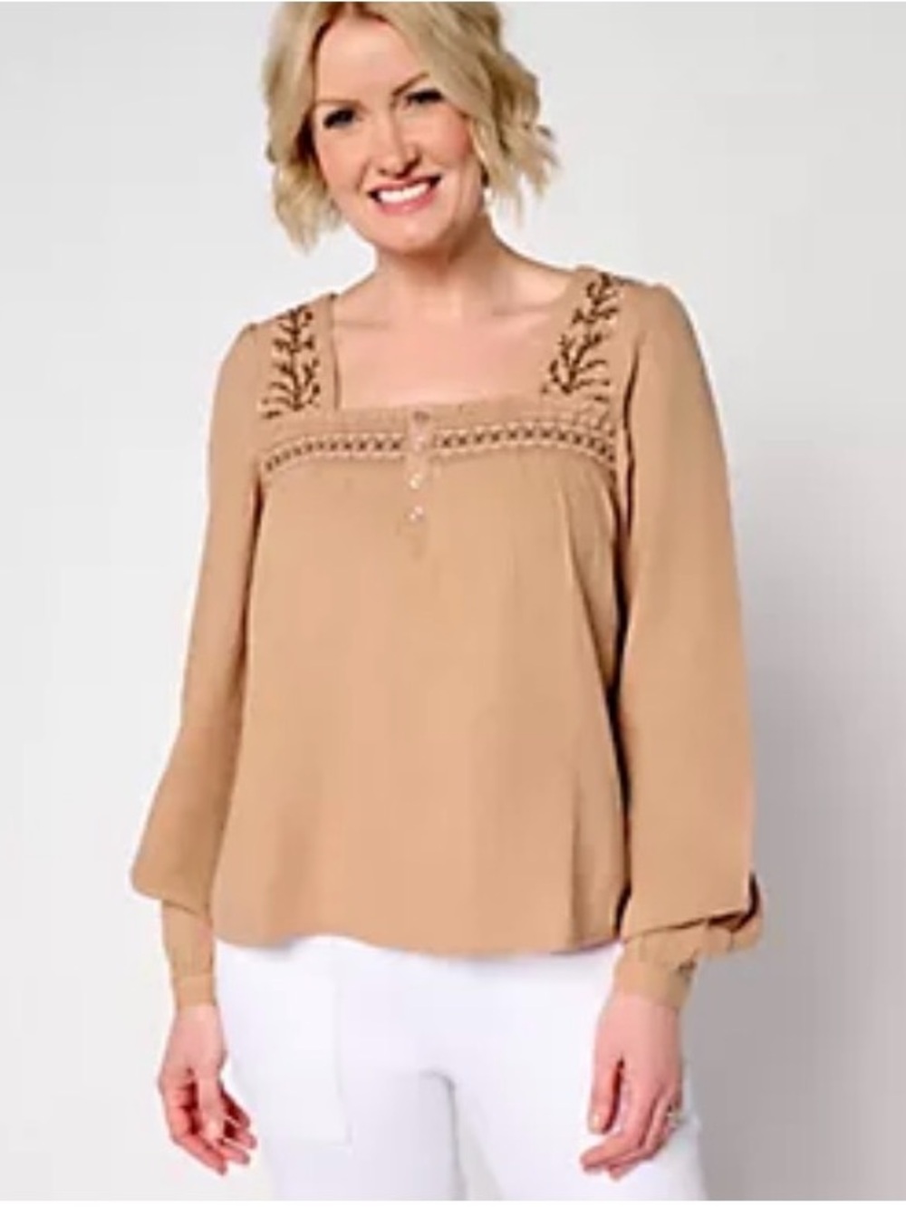 Me By Jennie Garth Linda Embroidered Blouse Size Large